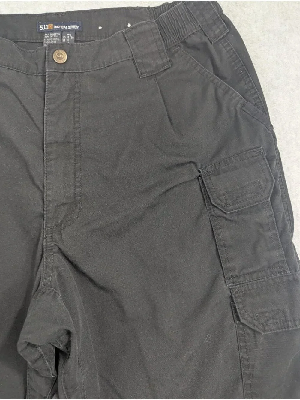 5.11 Tactical Series Pants Mens 36x30 Black Cargo Elastic Waist Workwear Outdoor